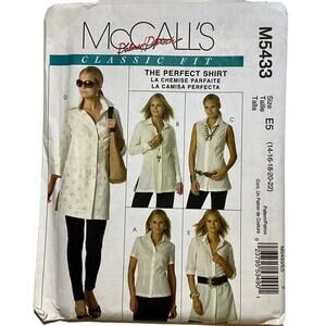 McCall's M5433 Sewing Pattern Misses' Shirts in Three Lengths Size 14-22 Uncut
